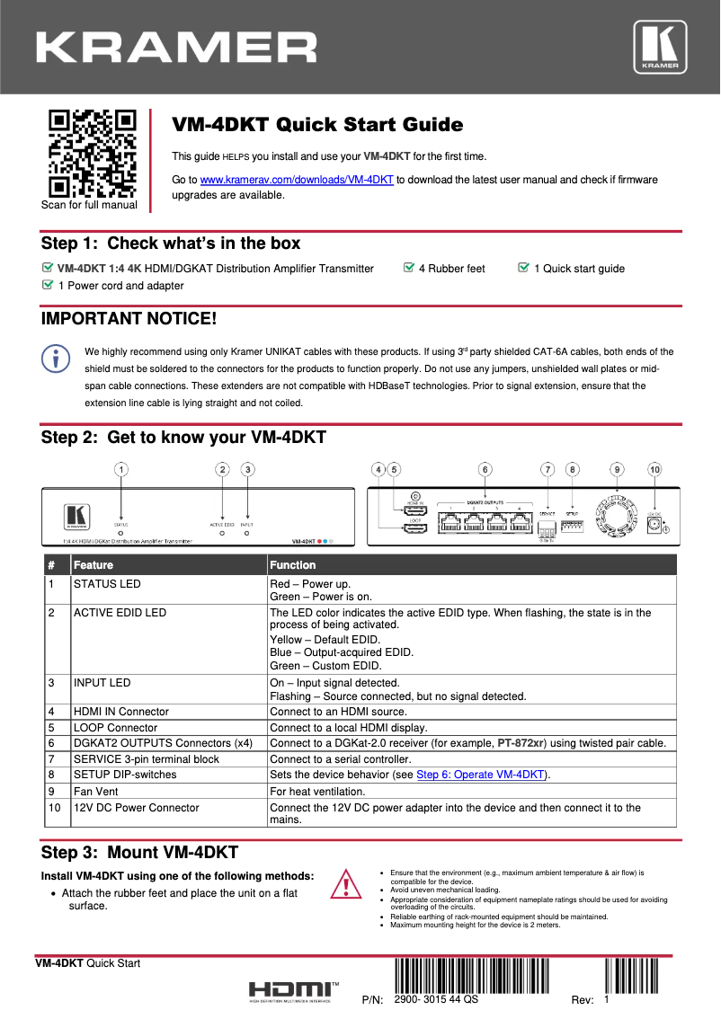 Image de la première page du manuel de l'appareil VM-4DKT