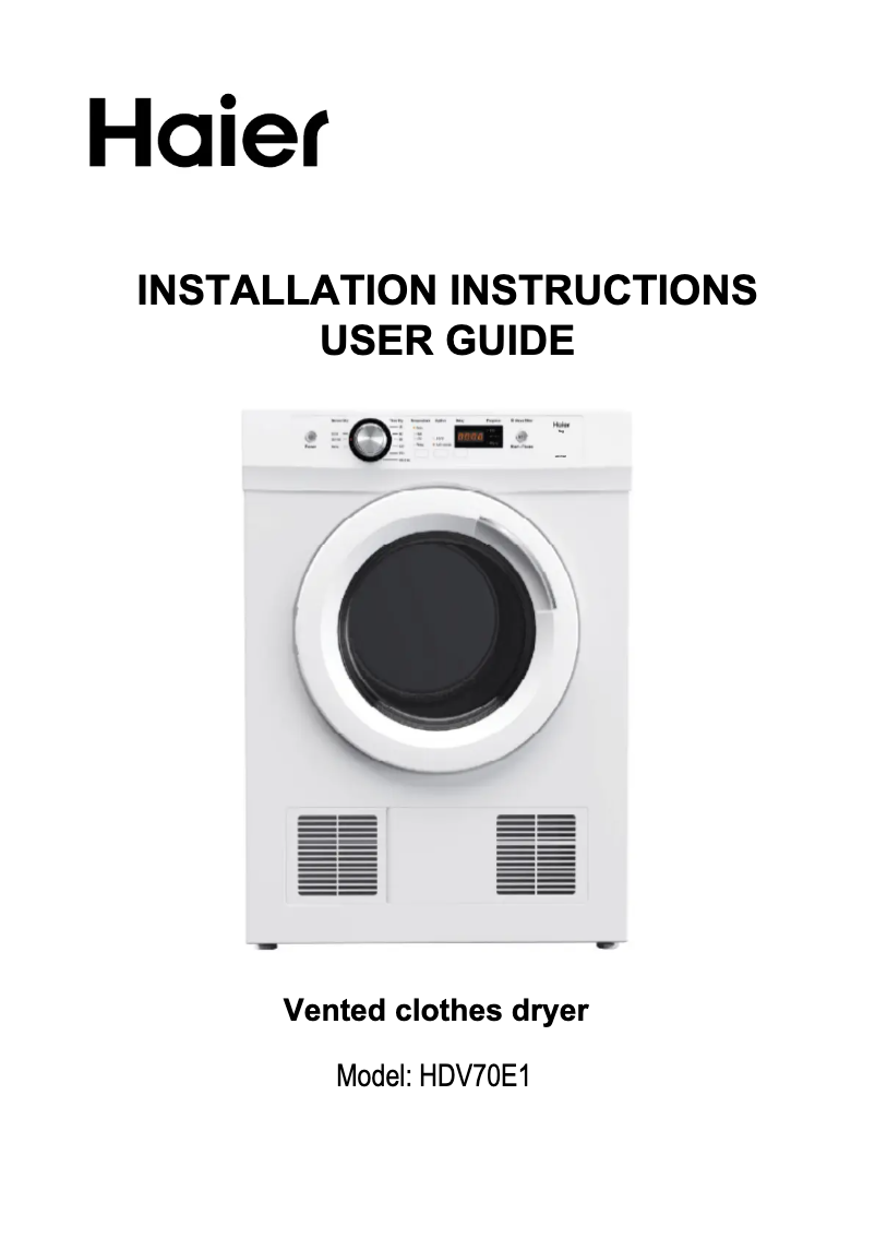 Página 1 del manual Manual de uso y mantenimiento Haier HDV70E1