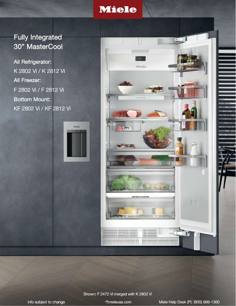 Page 1 de la notice Fiche technique Miele F 2802 Vi