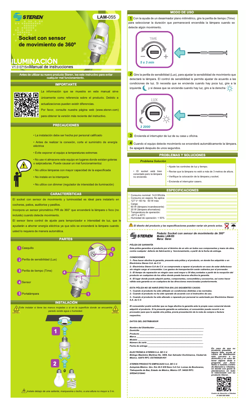 Page n°1 - Manuel utilisateur Steren LAM-055
