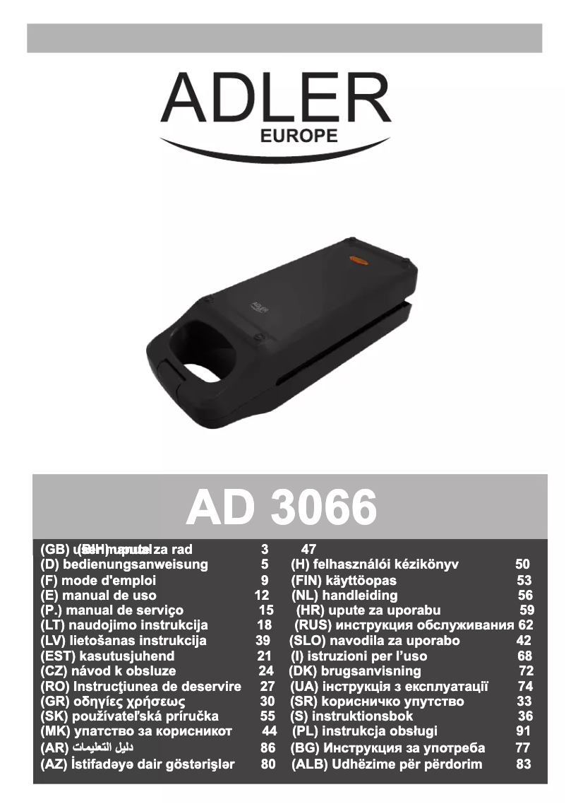 Page n°1 - Manuel utilisateur Adler AD 3066