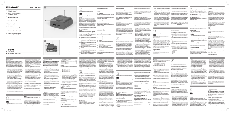 Page n°1 - Manuel utilisateur Einhell TE-CP 18 Li USB-Solo