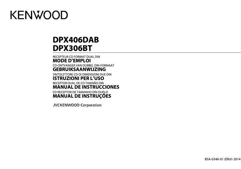 Page n°1 - Manuel utilisateur Kenwood DPX306BT