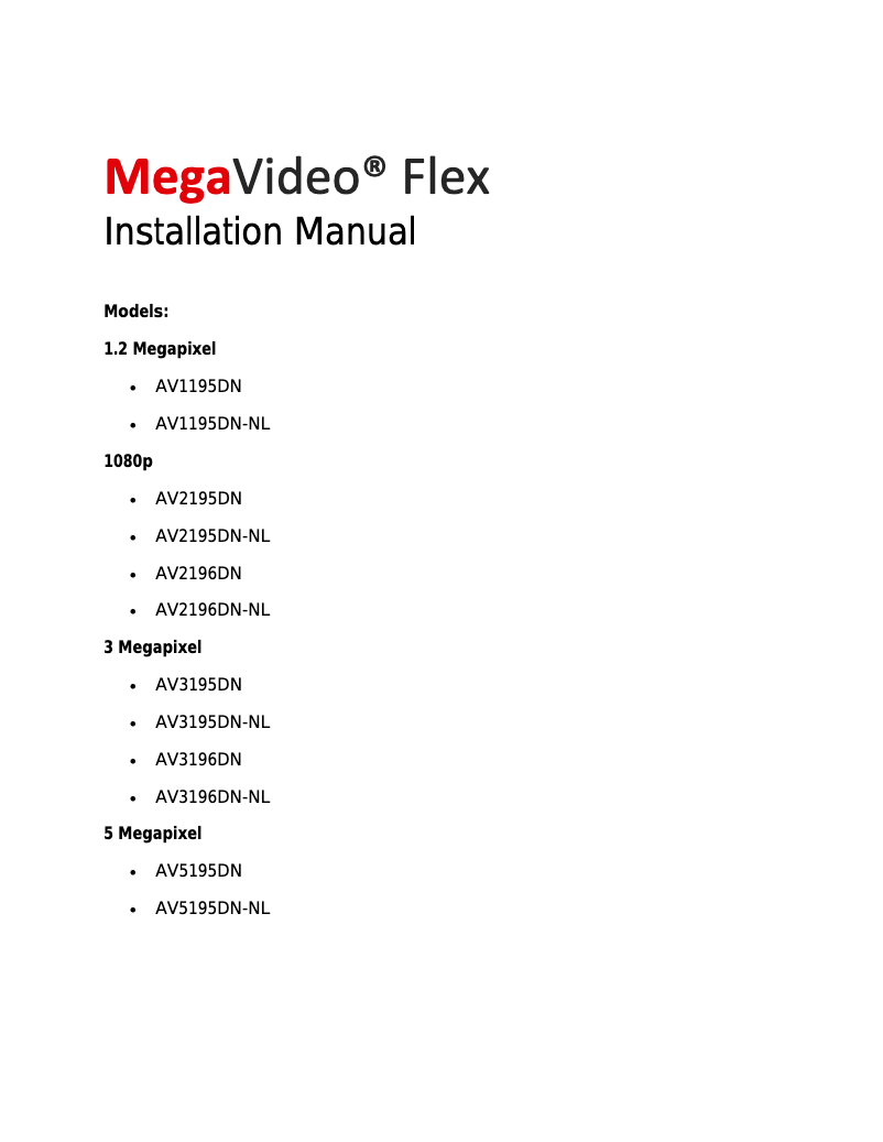 Page 1 de la notice Manuel utilisateur Arecont Vision AV2196DN-NL
