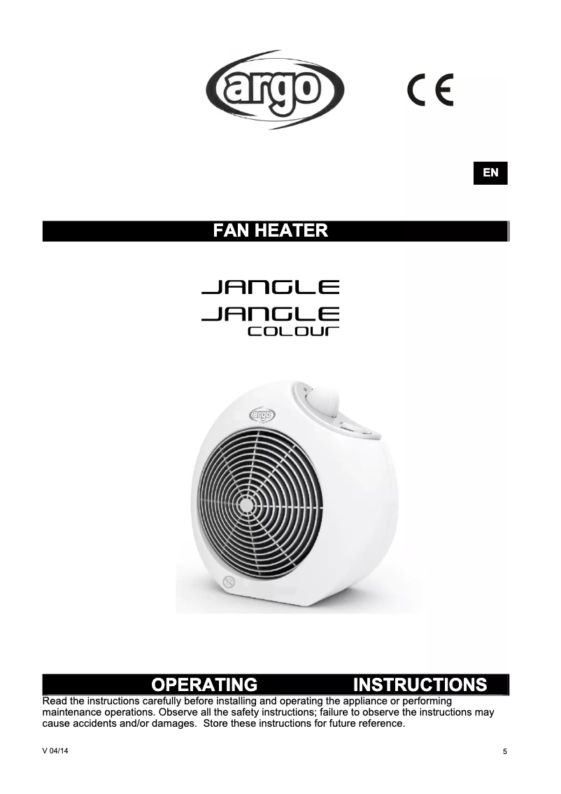 Page 1 de la notice Manuel utilisateur Argoclima Jangle