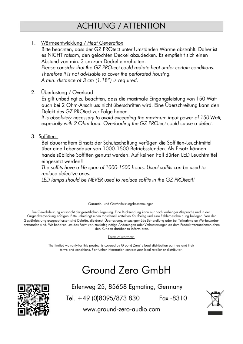 Página 1 del manual Manual de usuario Ground Zero GZ PROTECT