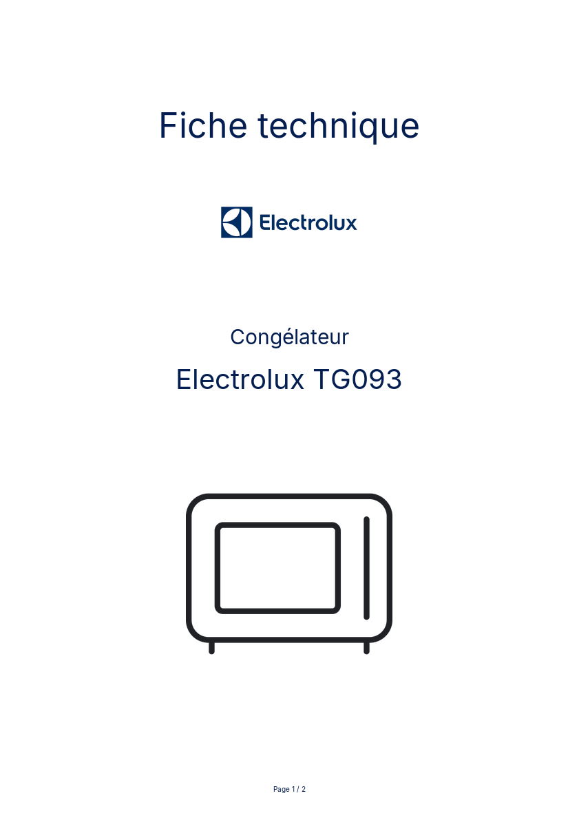 Page n°1 - Fiche technique Electrolux TG093