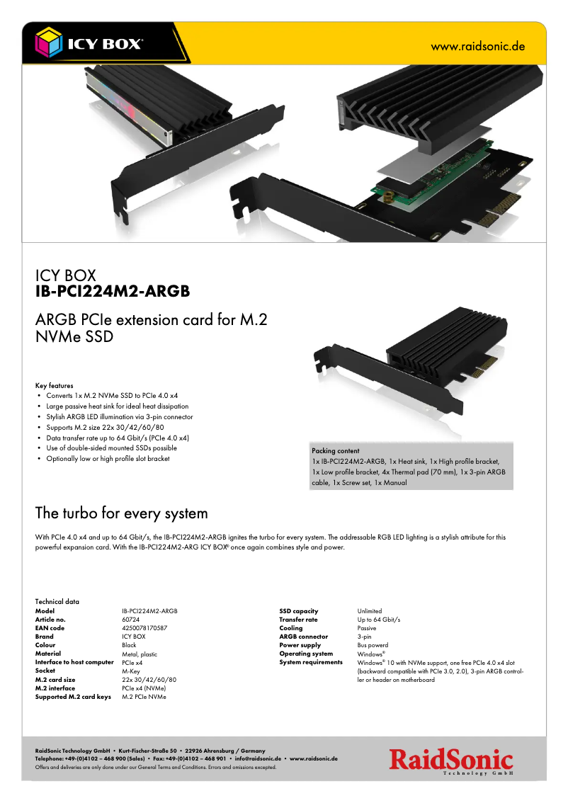 Image de la première page du manuel de l'appareil IB-PCI224M2-ARGB