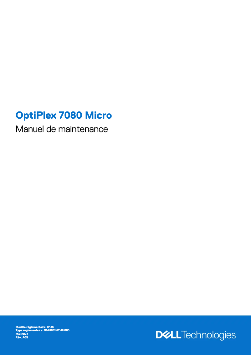 Page n°1 - Manuel d'utilisation et d'entretien Dell OptiPlex 7080 Micro