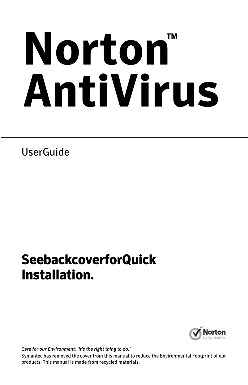 Page n°1 - Manuel utilisateur Symantec - Norton AntiVirus 2013