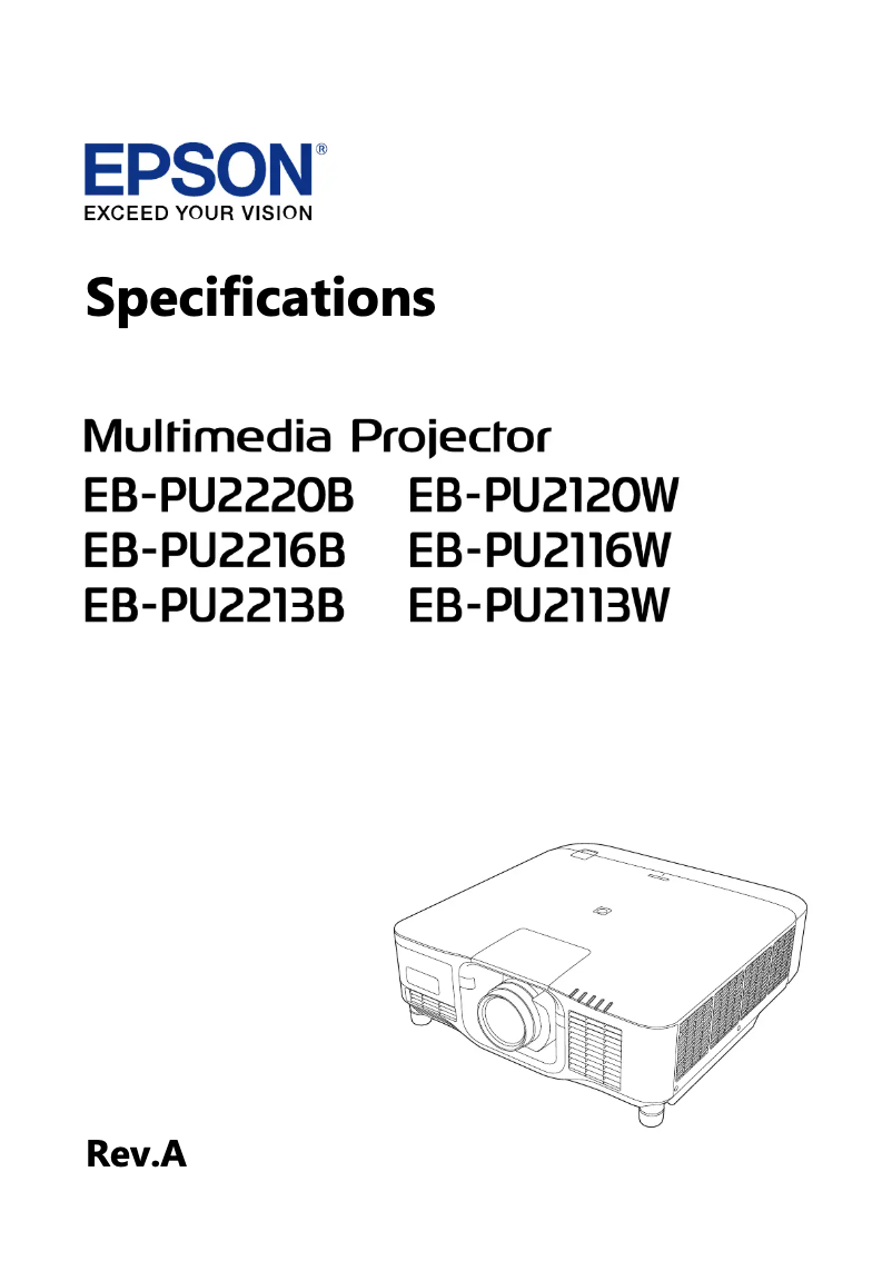 Image de la première page du manuel de l'appareil EB-PU2116W