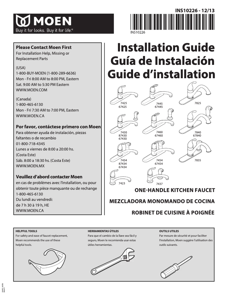 Page n°1 - Manuel utilisateur Moen Chateau 7423