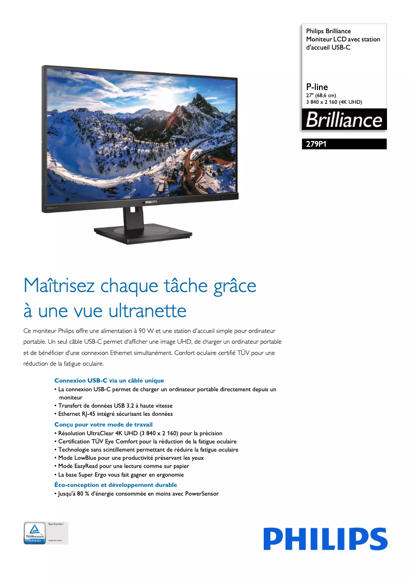 Image de la première page du manuel de l'appareil Brilliance 279P1