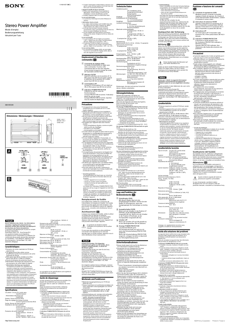 Page 1 de la notice Manuel utilisateur Sony XM-N1004