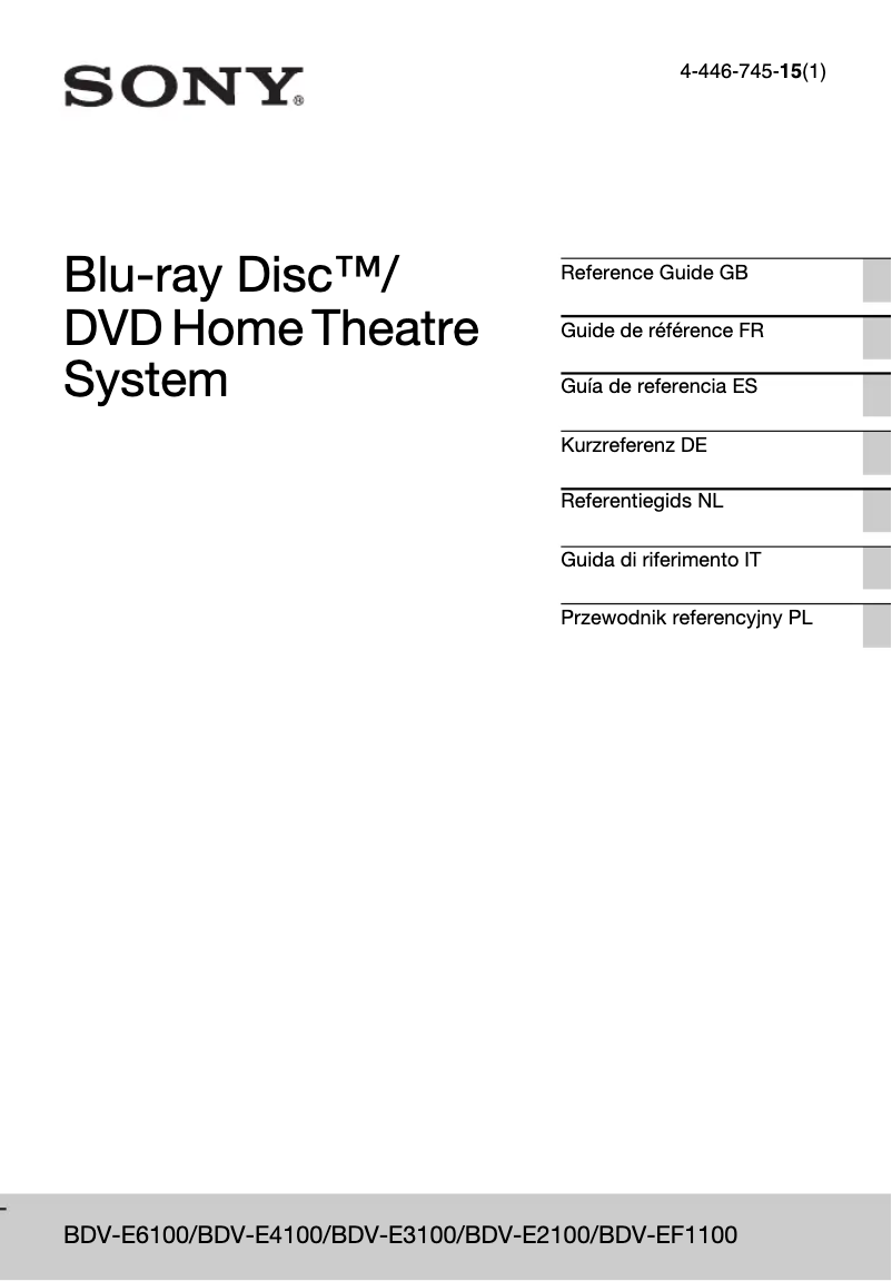 Image de la première page du manuel de l'appareil BDV-E2100