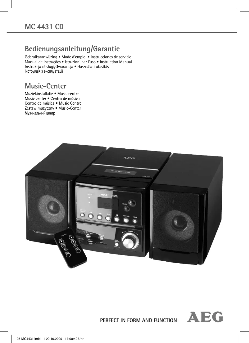 Page 1 de la notice Manuel utilisateur AEG MC 4431 CD