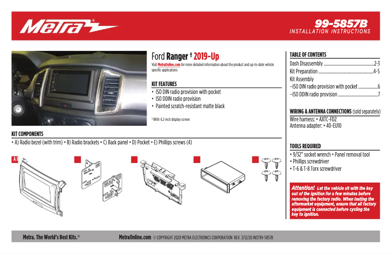 Page n°1 - Manuel utilisateur Metra 99-5857B