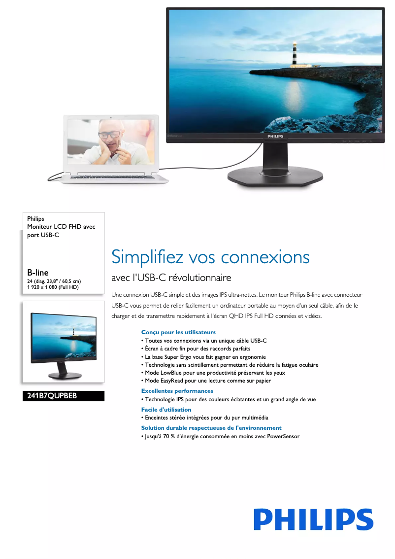 Image de la première page du manuel de l'appareil B Line 241B7QUPBEB