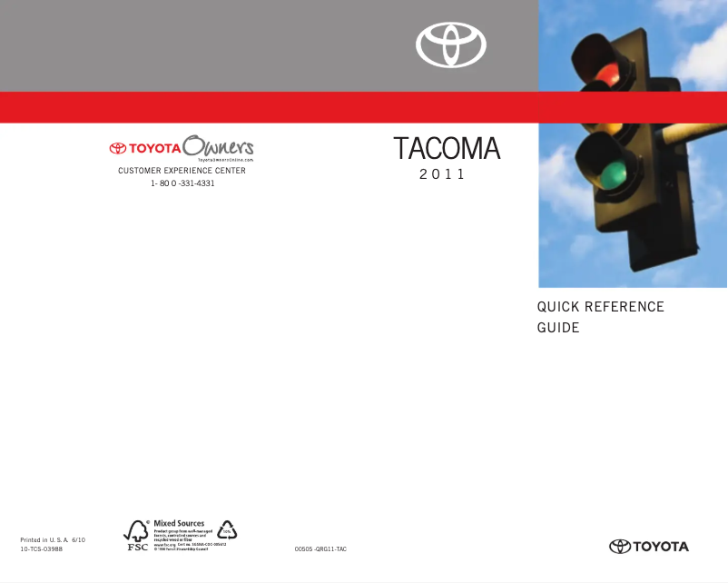 Image de la première page du manuel de l'appareil Tacoma (2011)