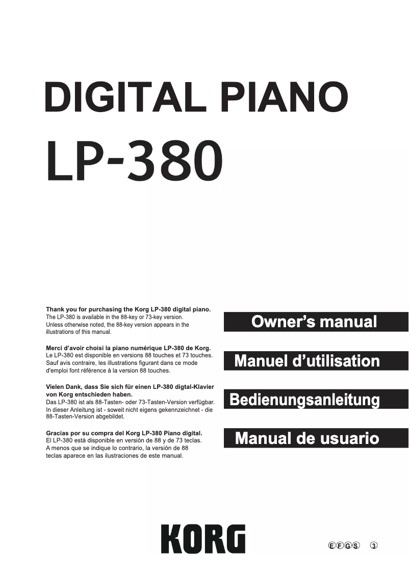 Image de la première page du manuel de l'appareil LP-380U