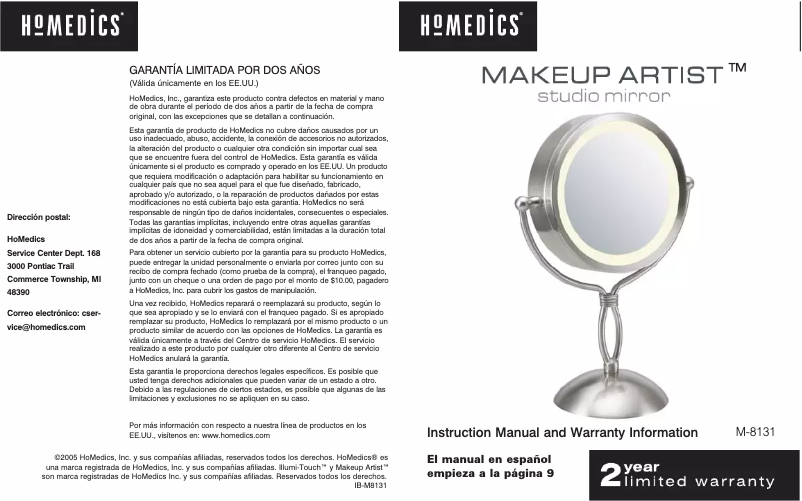 Page 1 de la notice Manuel utilisateur Homedics M-8131