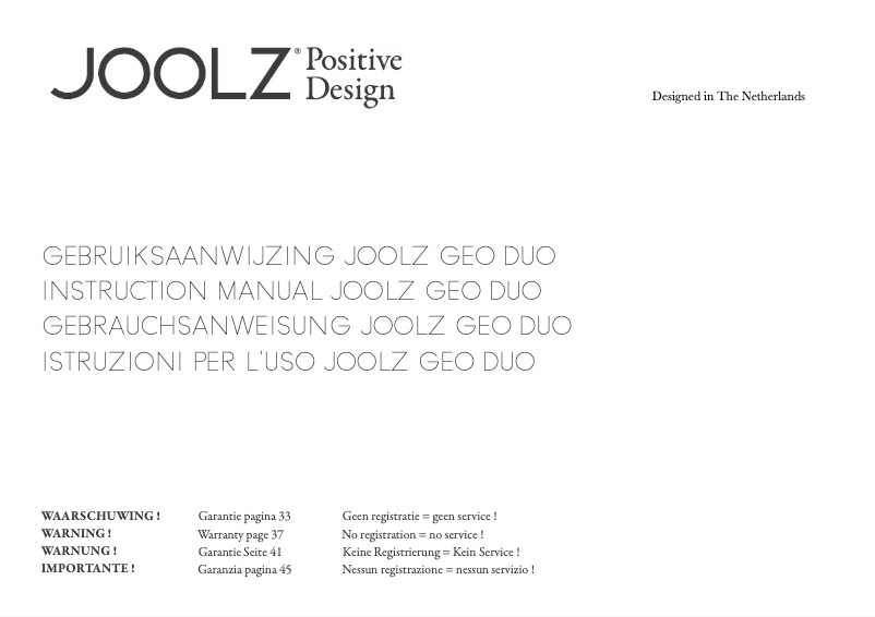 Page n°1 - Manuel utilisateur Joolz Geo Duo