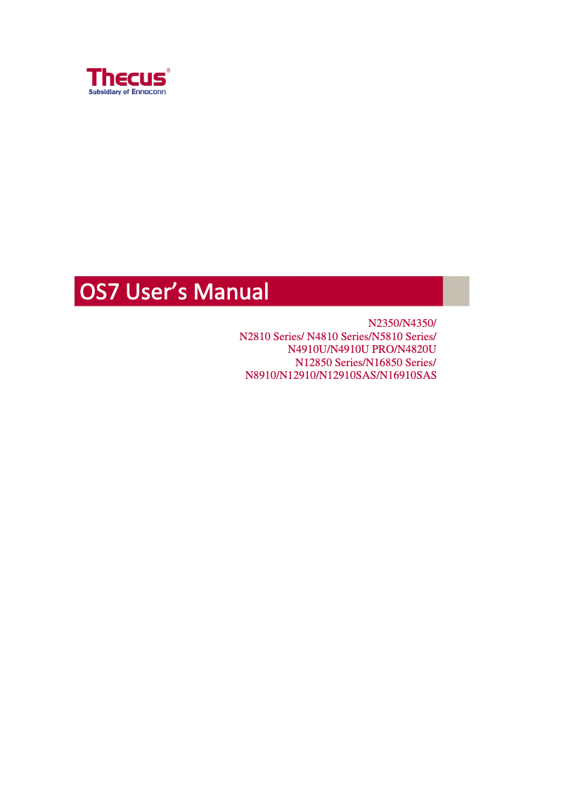 Page n°1 - Manuel utilisateur Thecus N4350