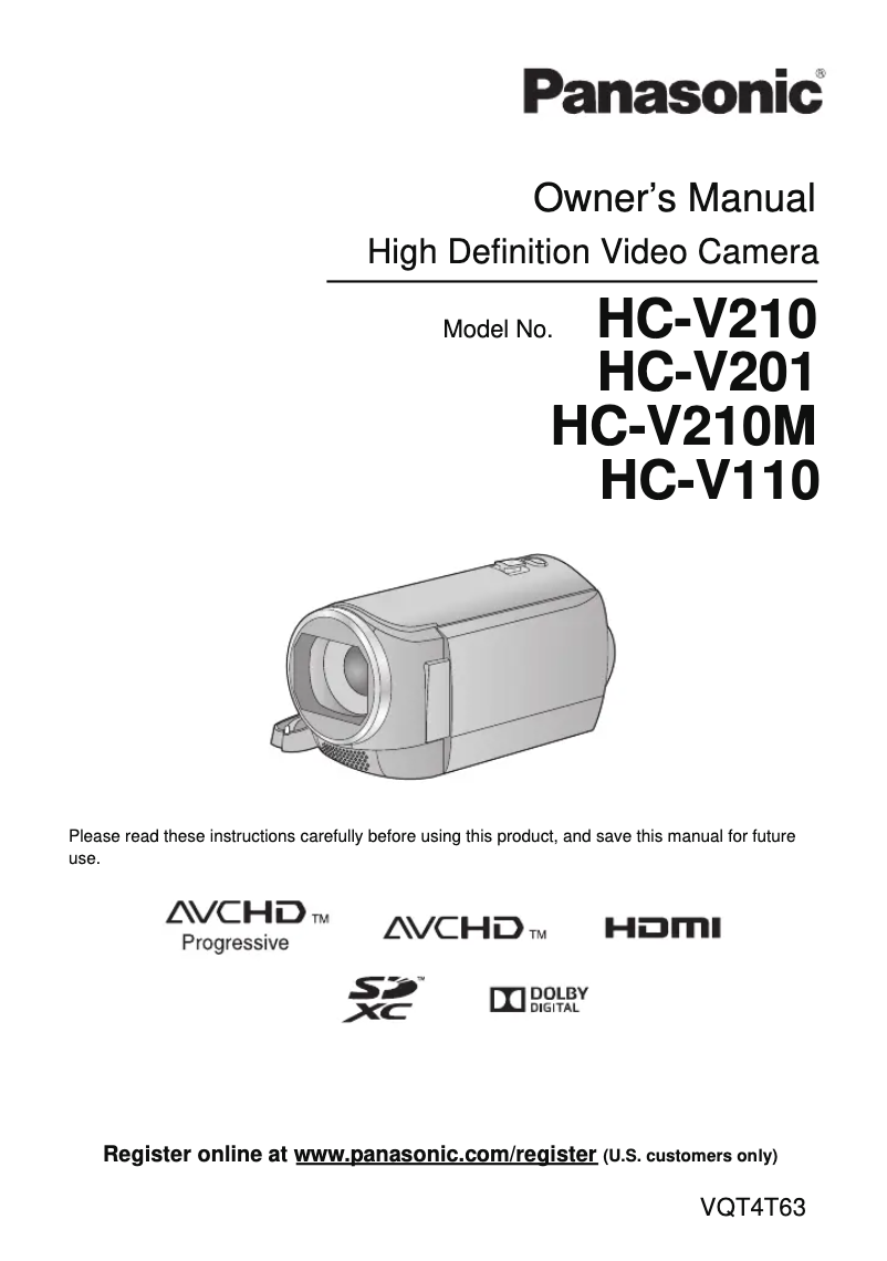 Page 1 de la notice Manuel utilisateur Panasonic HC-V201
