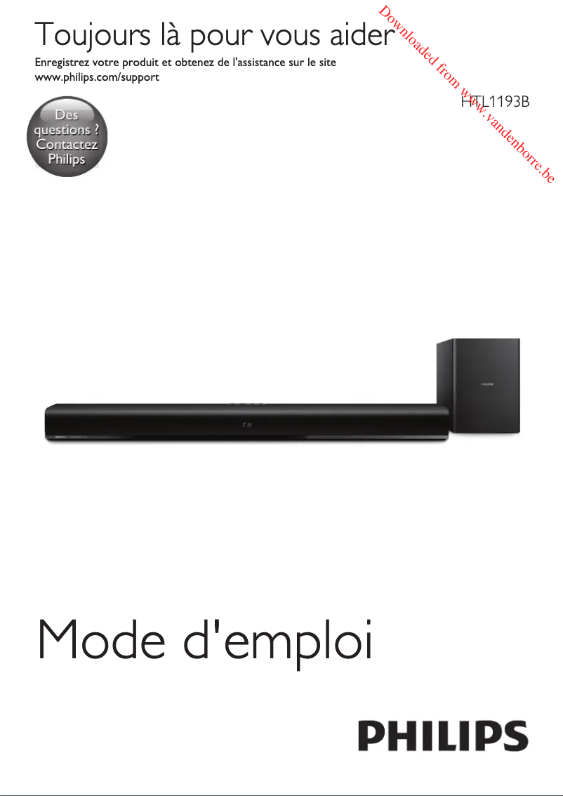 Image de la première page du manuel de l'appareil HTL1193B