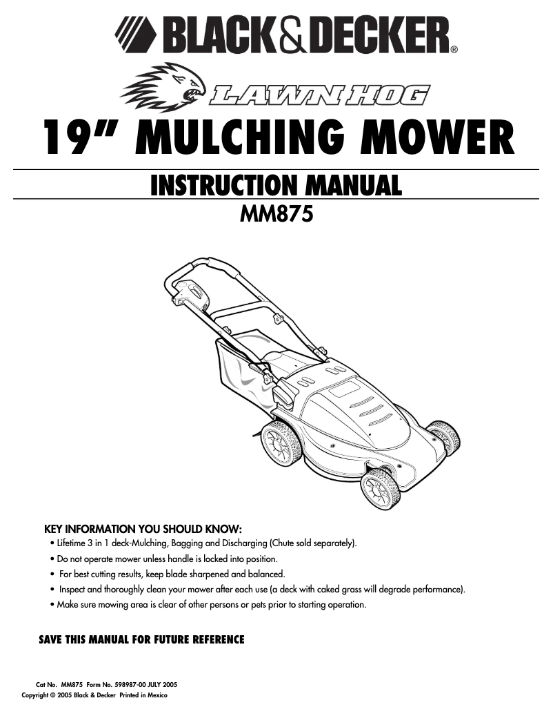 Page n°1 - Manuel utilisateur Black & Decker MM875