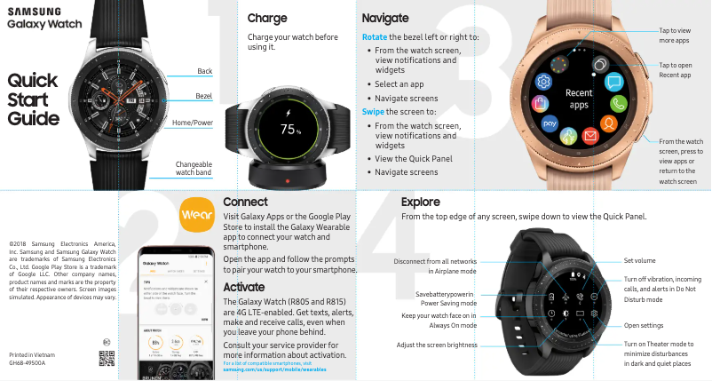 Image de la première page du manuel de l'appareil Galaxy Watch