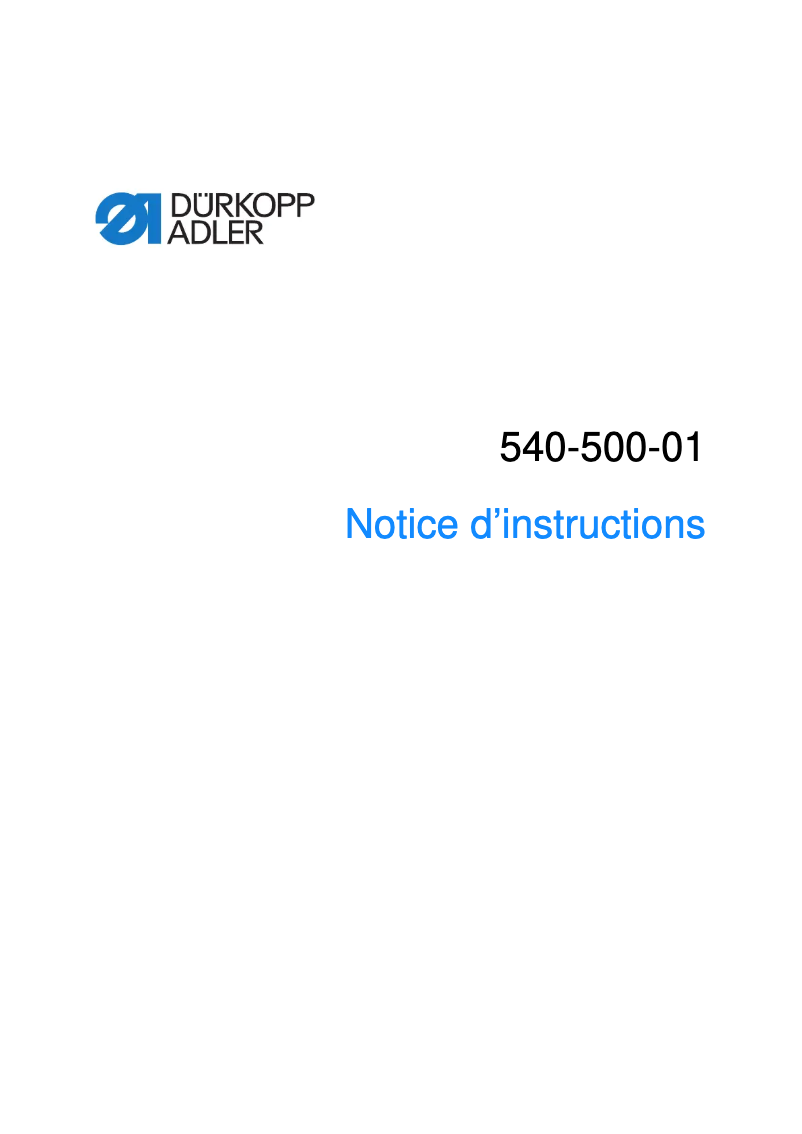 Page n°1 - Manuel utilisateur Dürkopp Adler 540-10