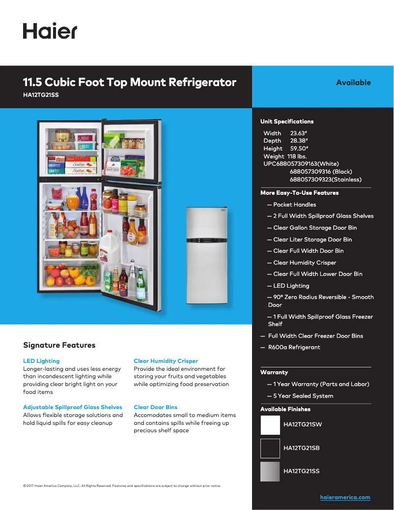 Page n°1 - Fiche technique Haier HA12TG21SS