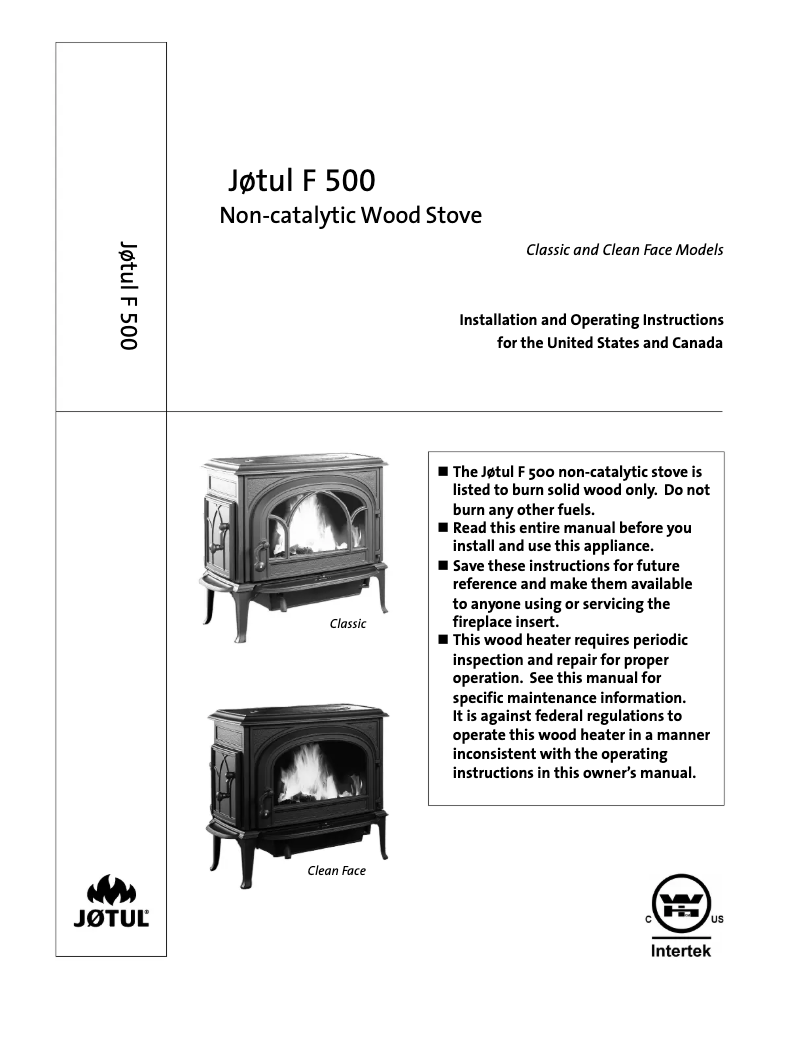 Page n°1 - Manuel utilisateur Jøtul F 500 V2 Oslo