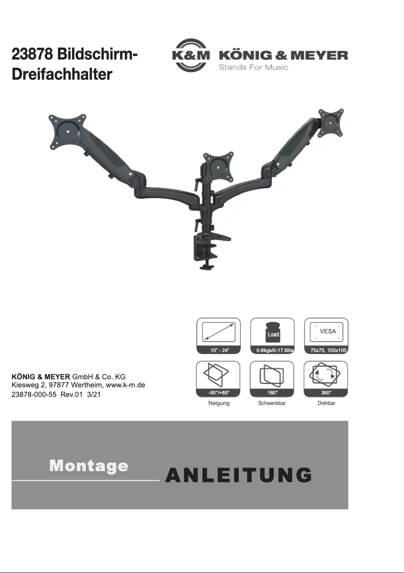Page n°1 - Manuel utilisateur Konig & Meyer 23878