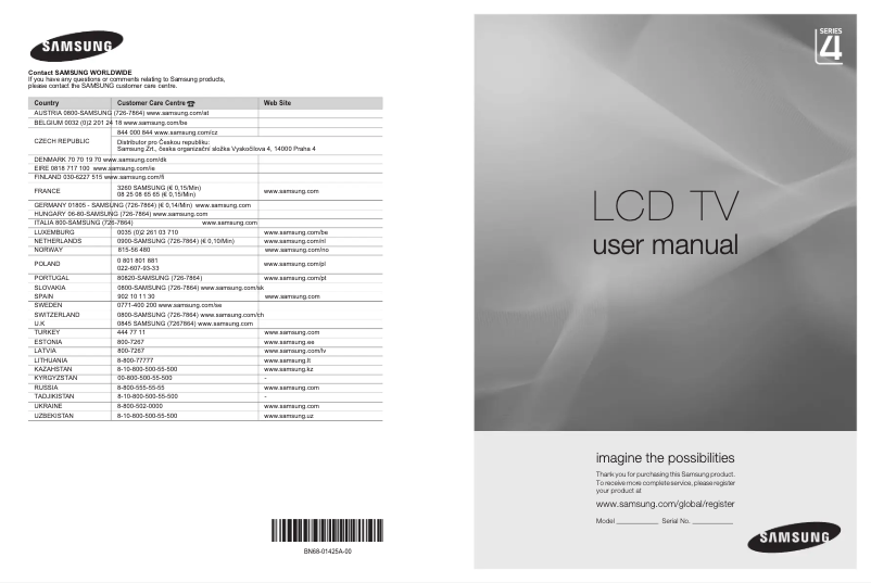 Page n°1 - Manuel utilisateur Samsung LE-40A4577C1DXXC