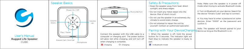 Image de la première page du manuel de l'appareil Cube