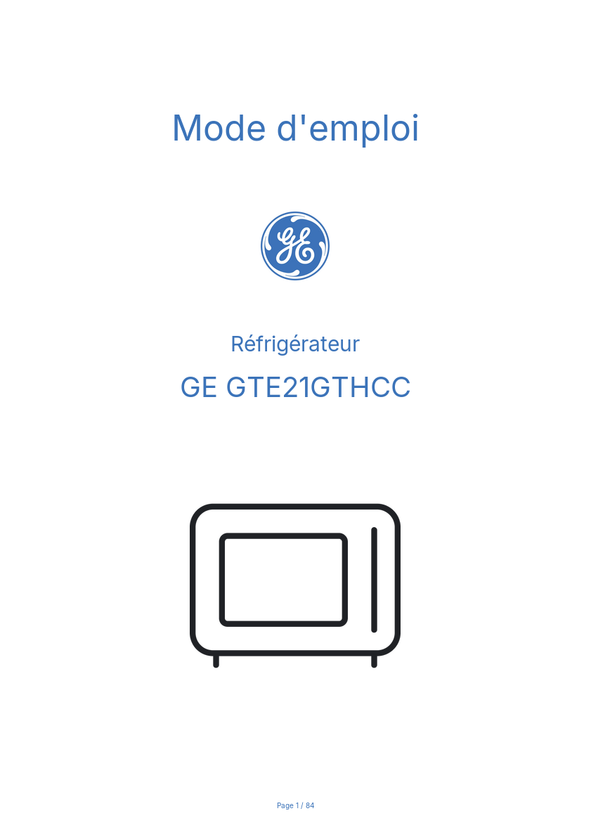 Page n°1 - Mode d'emploi GE GTE21GTHCC