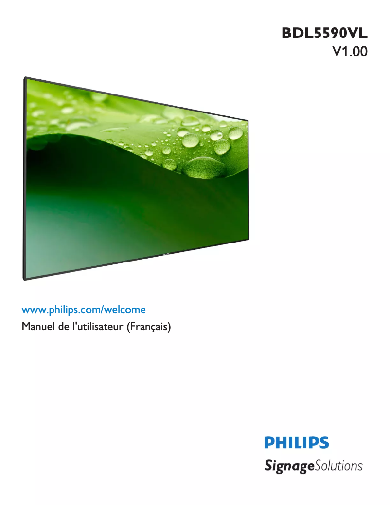 Image de la première page du manuel de l'appareil Signage Solutions BDL5590VL