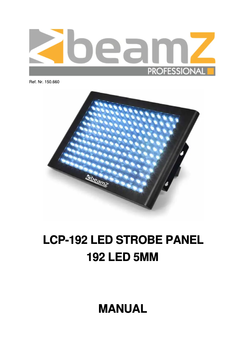 Page n°1 - Manuel utilisateur BeamZ LCP192 150.660