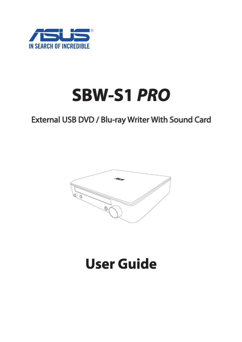 Page 1 de la notice Manuel utilisateur Asus SBW-S1 Pro