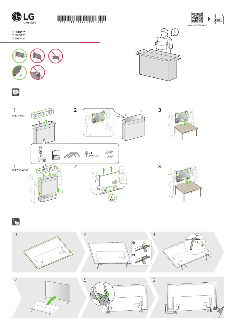 Page 1 de la notice Guide d'installation LG OLED48A23LA