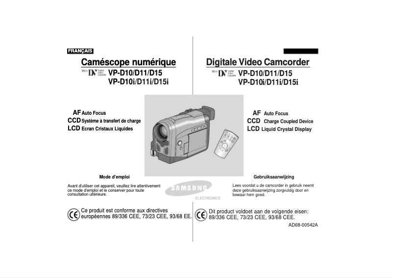 Image de la première page du manuel de l'appareil VP-D10