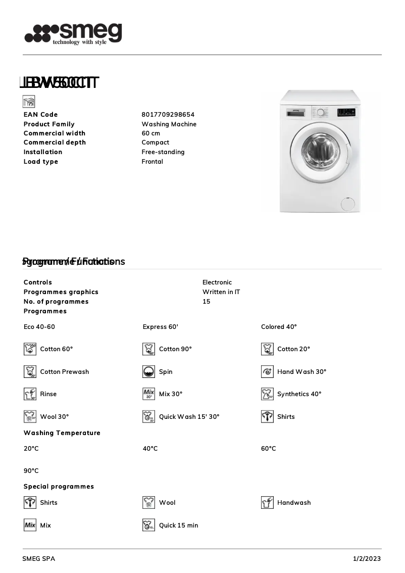 Image de la première page du manuel de l'appareil LBW50CIT