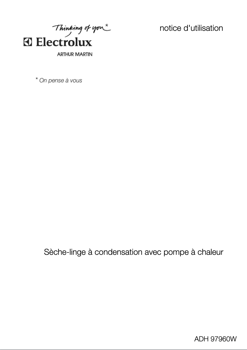 Page n°1 - Manuel utilisateur Arthur Martin-Electrolux ADH 97960 W