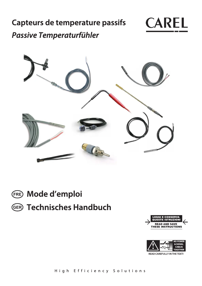 Page 1 de la notice Manuel utilisateur Carel PT1000