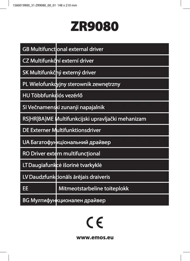 Imagen de la primera página del manual del dispositivo ZR9080