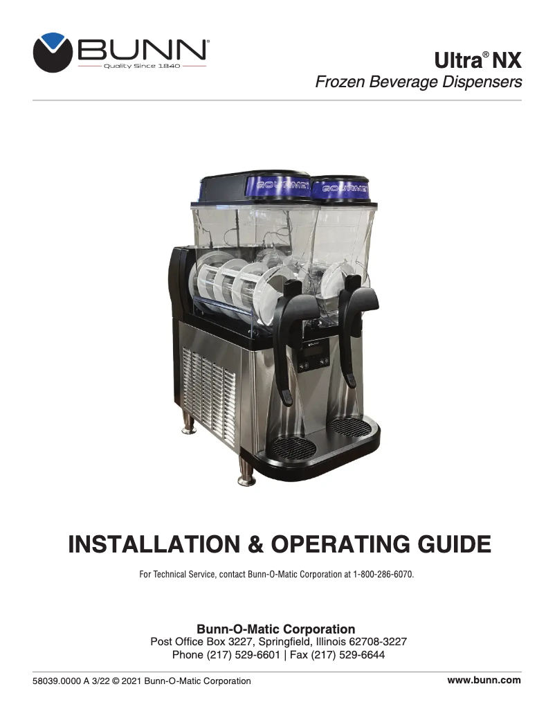 Page n°1 - Manuel utilisateur Bunn ULTRA NX