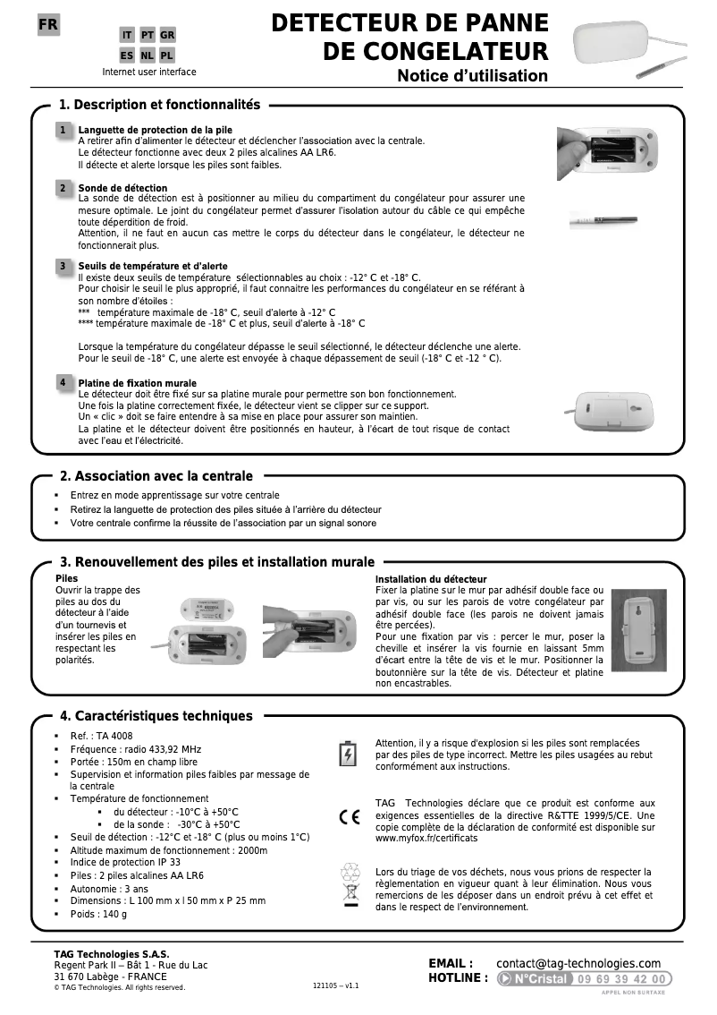 Page 1 de la notice Manuel utilisateur Myfox TA4008