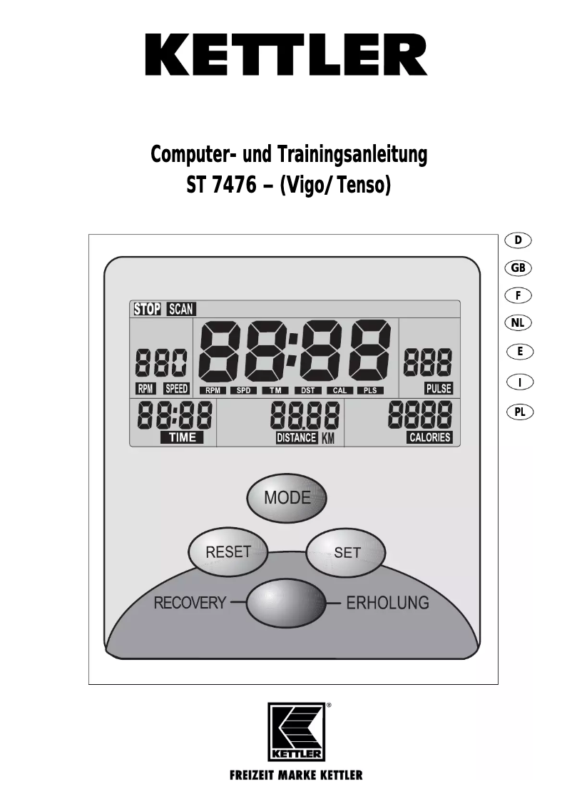 Page 1 de la notice Manuel utilisateur Kettler ST 7476